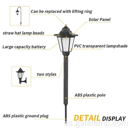 Elegantes luces de linterna solar hexágono vintage